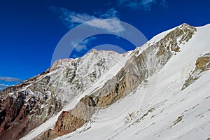 High mountain glacier snow and ice in Pamir and Himalaya