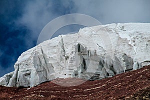 High mountain glacier snow and ice in Pamir and Himalaya