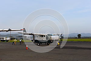 High mountain kilimanjaro in africa. summer tour of tanzania. scenic view of nature in the mountain