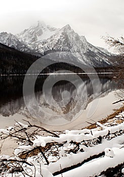 High mountain lake in winter Sawtooth Range