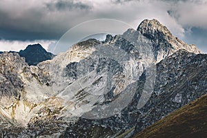 High mountain peaks. Tatra Mountains in Poland. View on Swinica