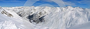 High mountain range with snow