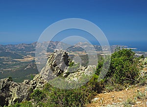 High mountain view scenery with sharp peaks