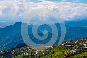 High mountain views during thailand`s winter months White clouds