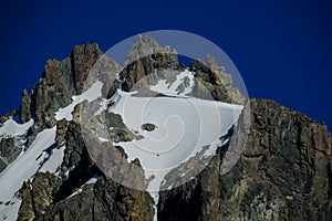 High mountain wall of Tian Shan Korona peak in Ala Archa