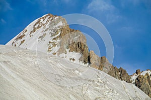 High mountain wall of Tian Shan Korona peak in Ala Archa photo