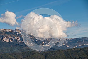 High mountains and clouds, beautiful natural landscape