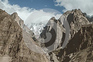 High mountains in Karakoram range in Hunza valley, Pakistan.