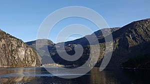 High Mountains from Osterfjord near Bergen in Norway in Autumn