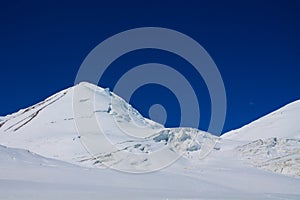 High mountains of Pamir, glacier snow and ice in highlands