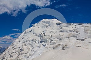 High mountains of Pamir, glacier snow and ice in highlands