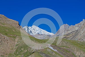 High mountains of Pamir, glacier snow and ice in highlands