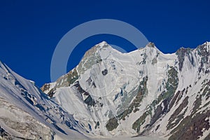 High mountains of Pamir, glacier snow and ice in highlands