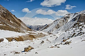 High mountains under snow in the winter