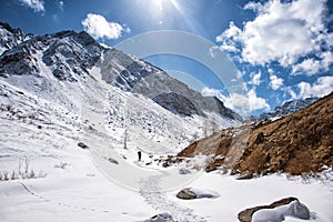 High mountains under snow in the winter