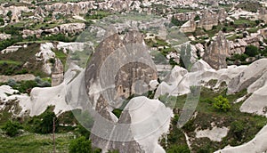 High natural rock formation in the Cappadocia region of Turkey