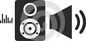 High noise level icon, High sound, loud sound noise black vector icon.