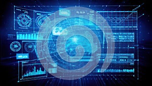 Futuristic Digital Interface with Data Analytics