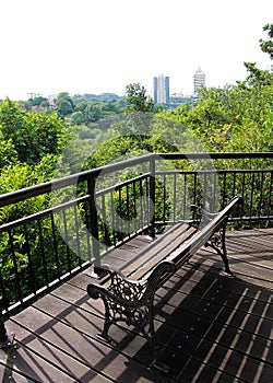 High patio and chair with a view