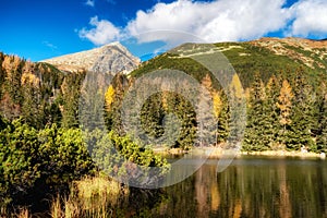 High peak and mountain lake