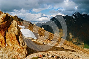 High peak with snow