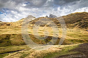 High peaks of pourtalet mountain pass in pyrenees, spain and france