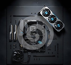 High-Performance Computer Hardware Components on Dark Background