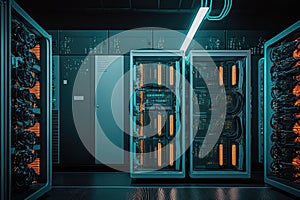 high-performance data center, powered by machine learning algorithms and artificial intelligence