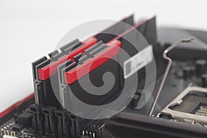 High performance DDR4 computer memory RAM on motherboard