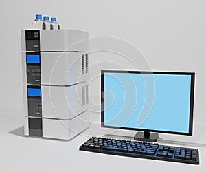 High performance liquid chromatography (HPLC) with screen monitor 3d rendered