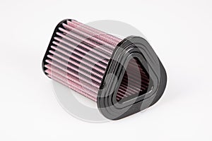 High performance motorbike air intake filter or sport car on isolated white background