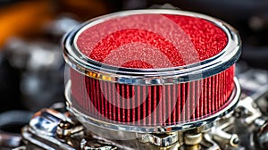 High-performance red air filter for automotive engine intake systems