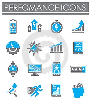 High performance related icons set on background for graphic and web design. Creative illustration concept symbol for