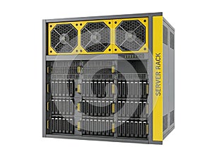 High-performance server rack with multiple fans