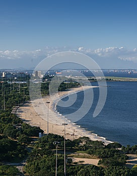 High perspective vertical view of Aterro do Flamengo, in Rio de Janeiro, Brazil