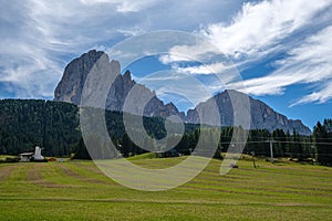 High plateau of Monte Pana near St. Christina in the Dolomites Alps in South Tyrol, Italy