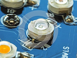 High power LED installed on blue circuit board