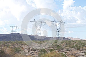 High Power Lines in desert landscape
