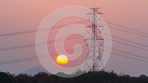 high power post with sunset background