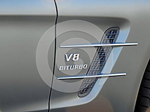 High powered sports car v8 turbo panel enblem sign badge