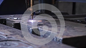 High precision CNC laser welding metal sheet, high speed cutting, laser welding. Clip. Metal cutting process using