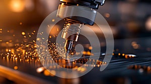 High Precision Metalworking with CNC Machine Sparks photo