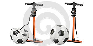 High pressure hand pumps with inflated and deflated soccer balls