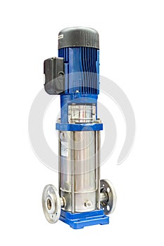 High pressure vertical multistage semi submersible electric water pump for pumping or other application in industrial isolated on