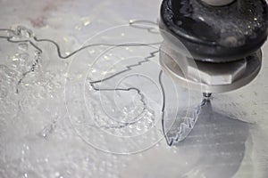High pressure waterjet aluminium cutting photo