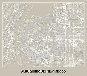 Albuquerque, Bernalillo, New Mexico, United States street map paper cutting for poster. High printable detail travel map vector. photo