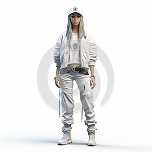 High-quality 3d Female In Unreal Engine Style With Streetwear Clothes