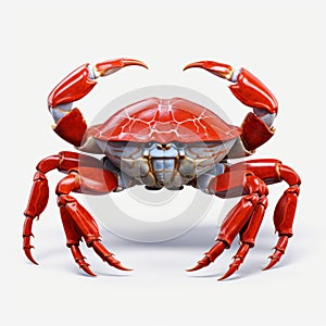 High-quality 3d Model Of Red Crab With Claws On White Background