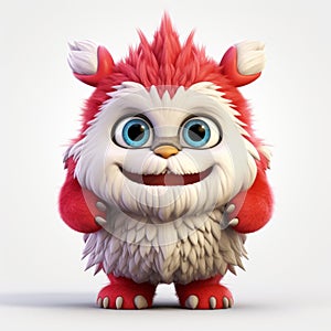 High-quality 3d Red And White Troll With Big Eyes And Horns