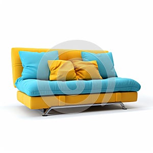 High Quality 3d Sofa Bed In Yellow And Blue With Colorful Absurdism Design